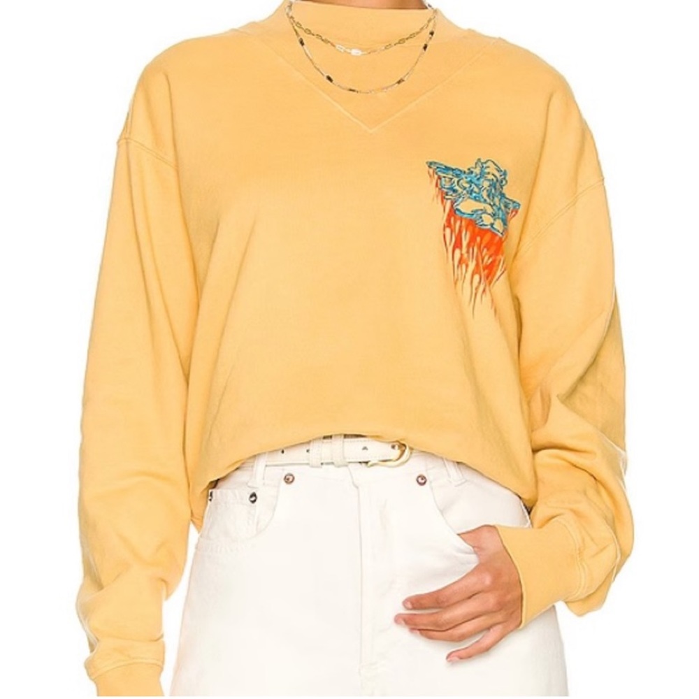 Boys Lie- ask me if I care, crew neck hoodie, size s/m yellow